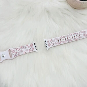 New Floral Design Apple Watch Bands  42mm 44mm 45mm 49mm in Pink White
